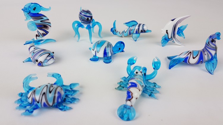Meerestiere - Serie A - Blau (9 Stück)