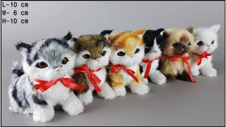Kittens sitting, meowing, with a bowknot (6 pcs in a box)